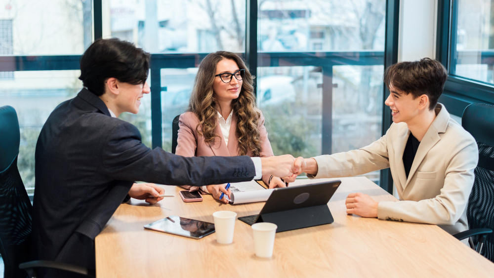 letting agent meeting with clients
