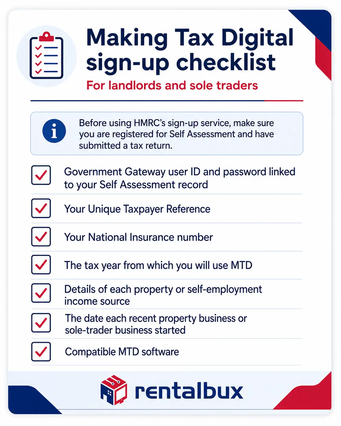 An checklist guide before signing up for Making Tax Digital